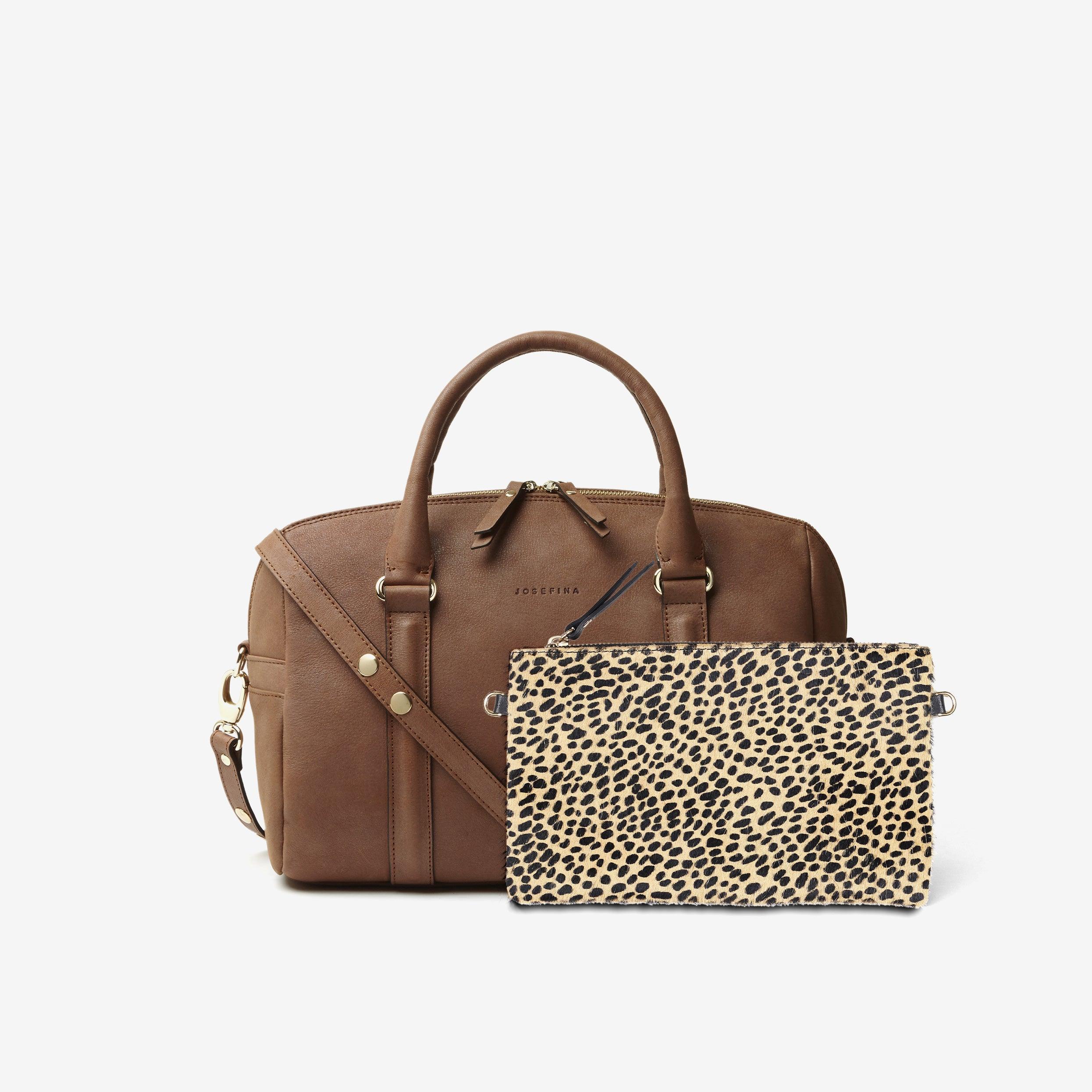 JOSEFINA MEDIUM BROWN POLKA POUCH